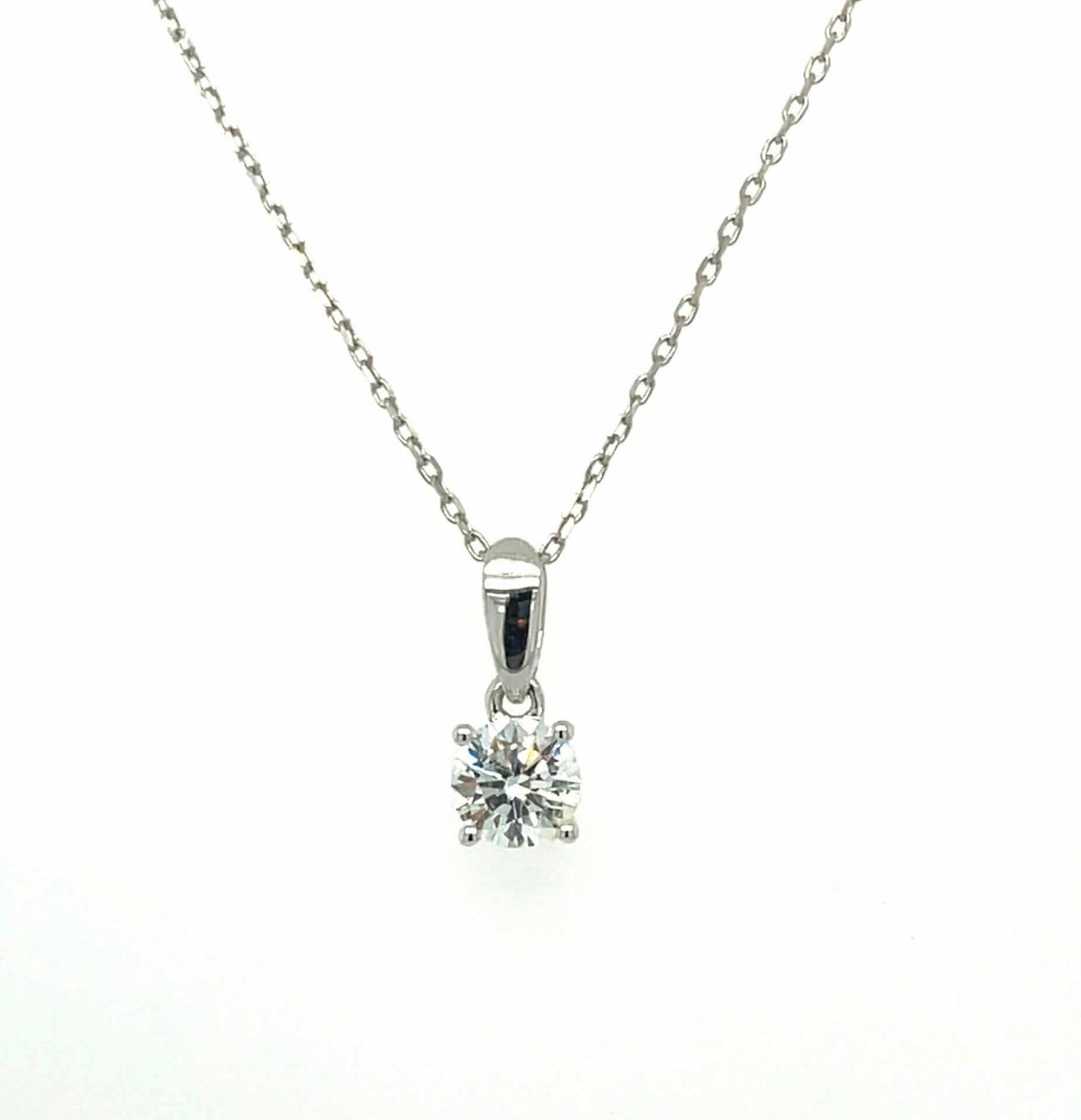 Lab-Grown Diamond White Gold 0.50ct Diamond Stud Claw Set Pendant and Chain