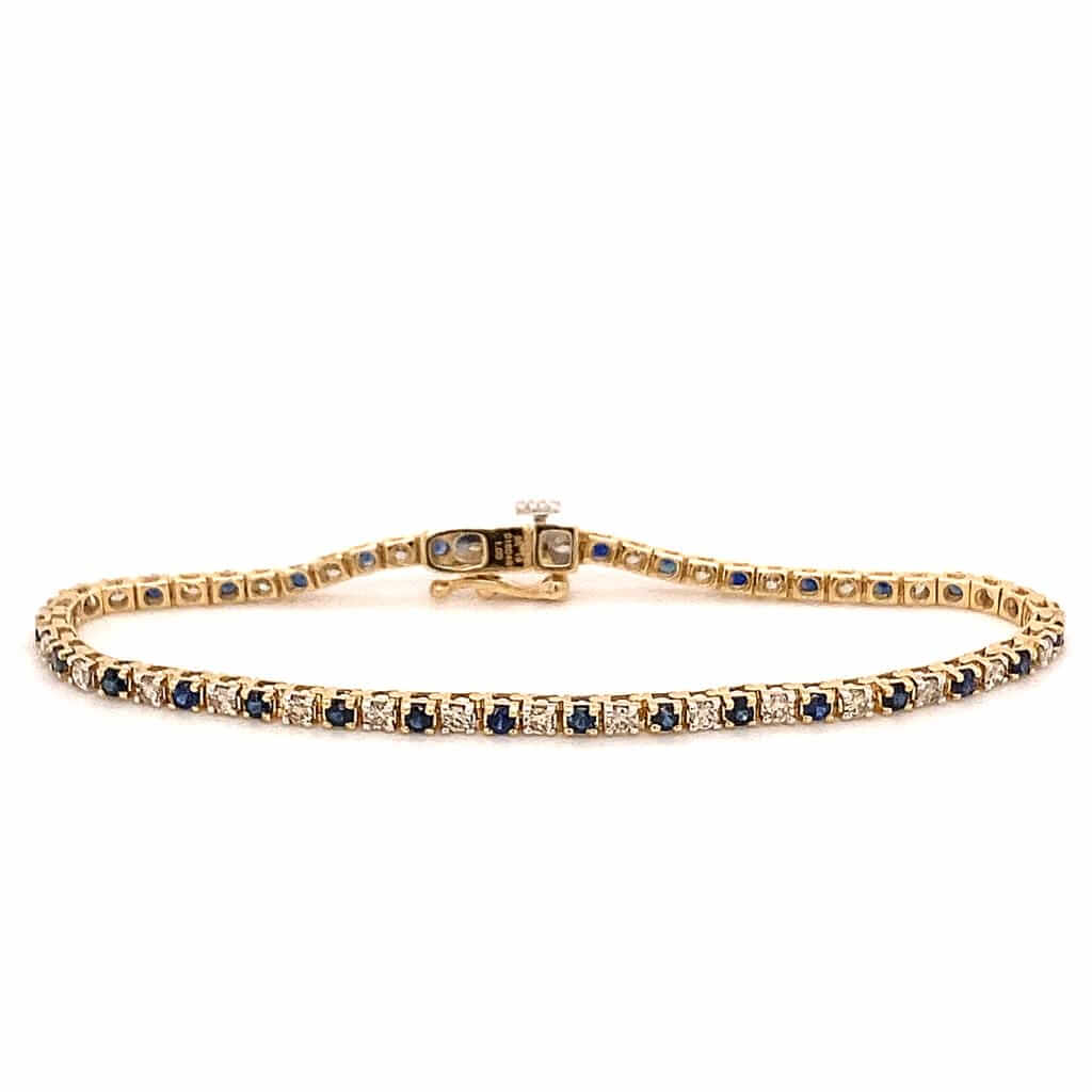 Yellow Gold Sapphire and Diamond Tennis Bracelet