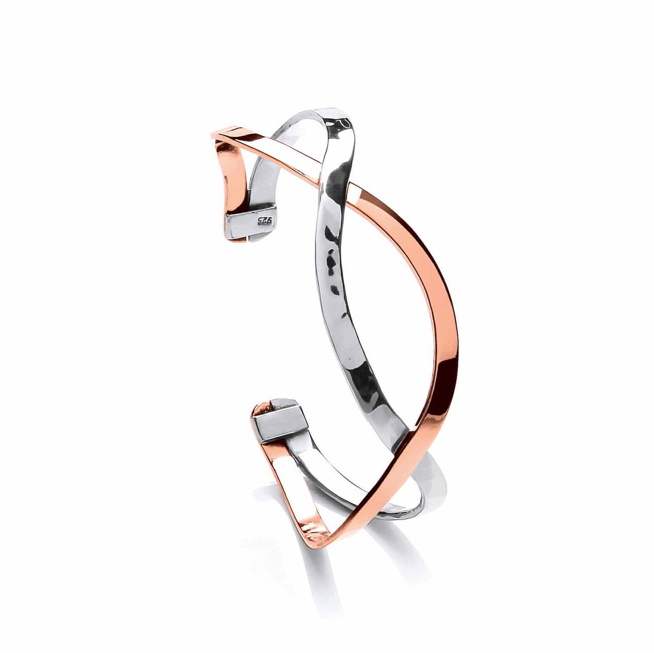 Sterling Silver & Copper Smile Cuff Bangle