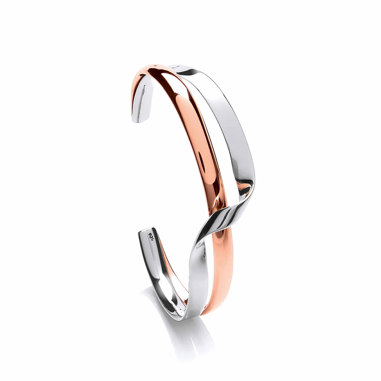 Sterling Silver & Copper Double Twist Cuff Bangle