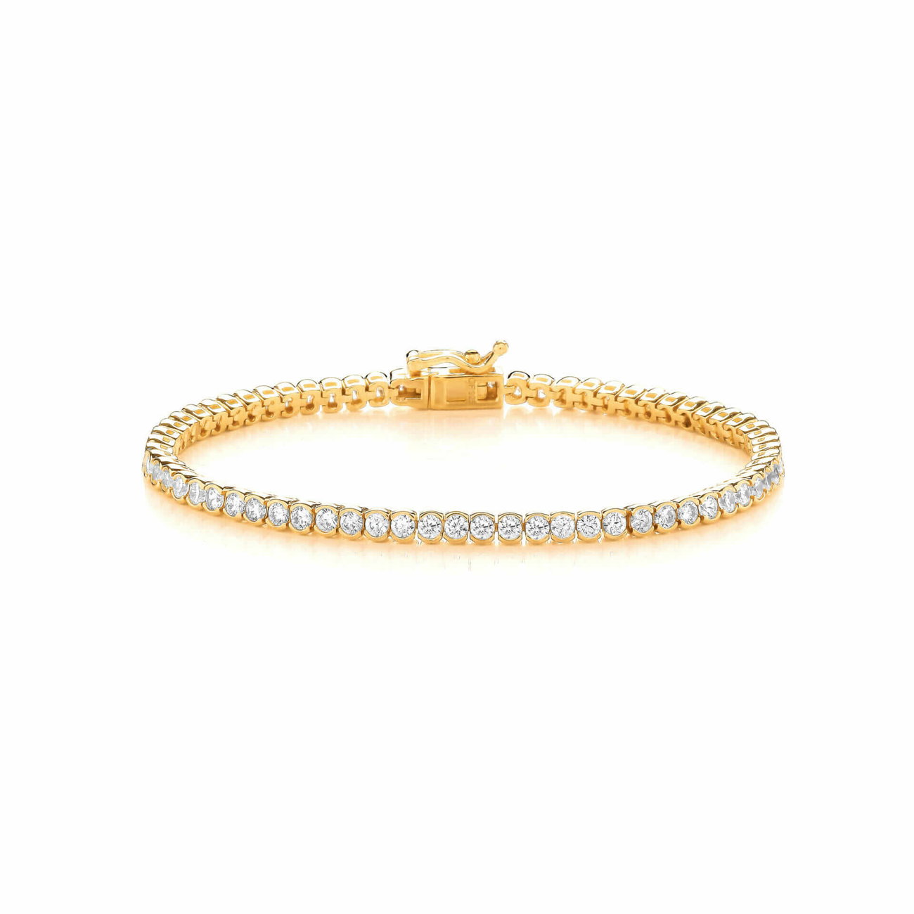 Sterling Silver Yellow Gold Plated CZ Tennis Bracelet
