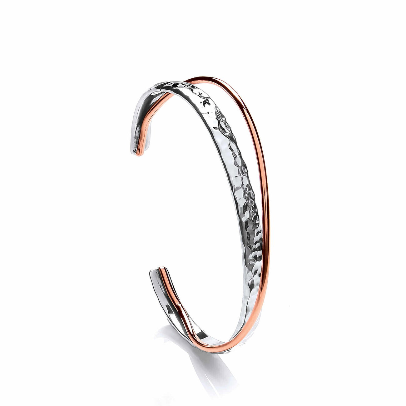 Sterling Silver & Copper Twinned Cuff Bangle