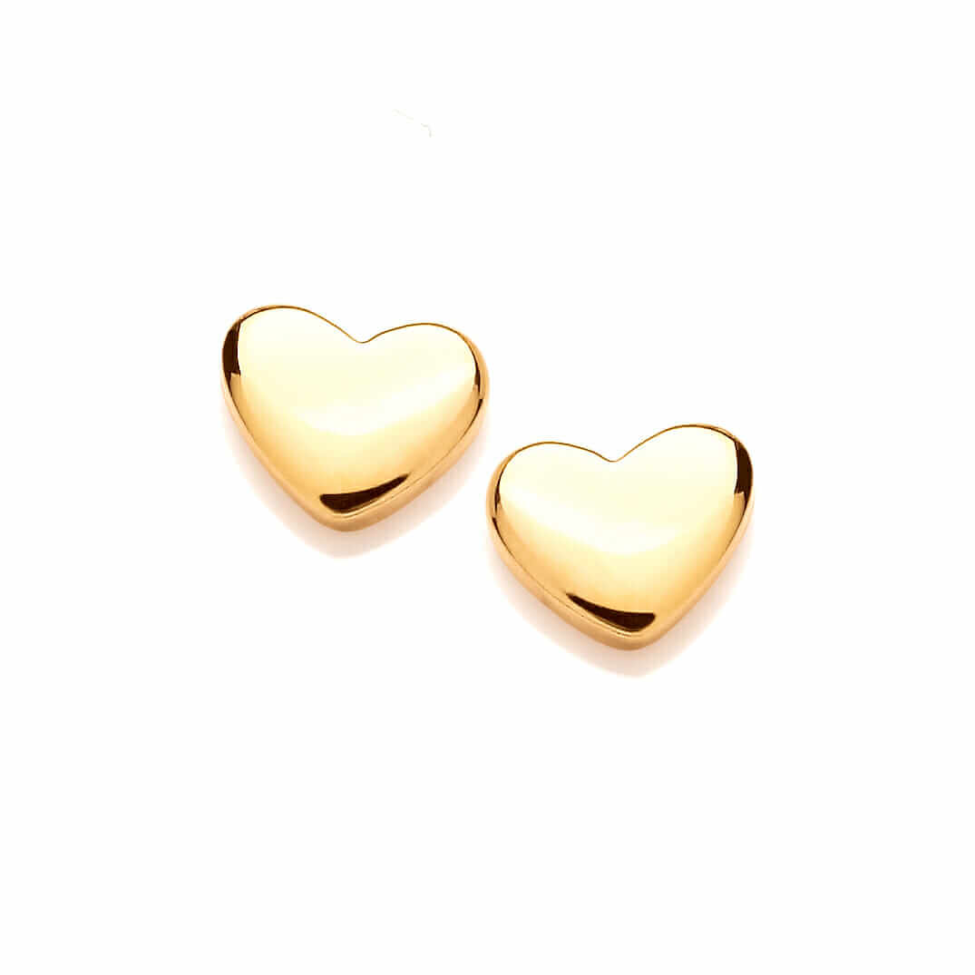 Sterling Silver Yellow Gold Plated Heart Earrings