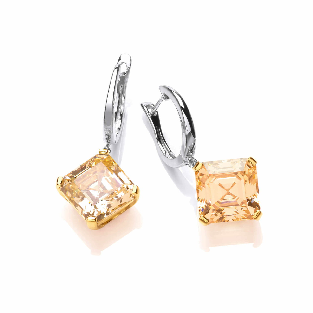 Sterling Silver Citrine CZ Vintage Style Earrings