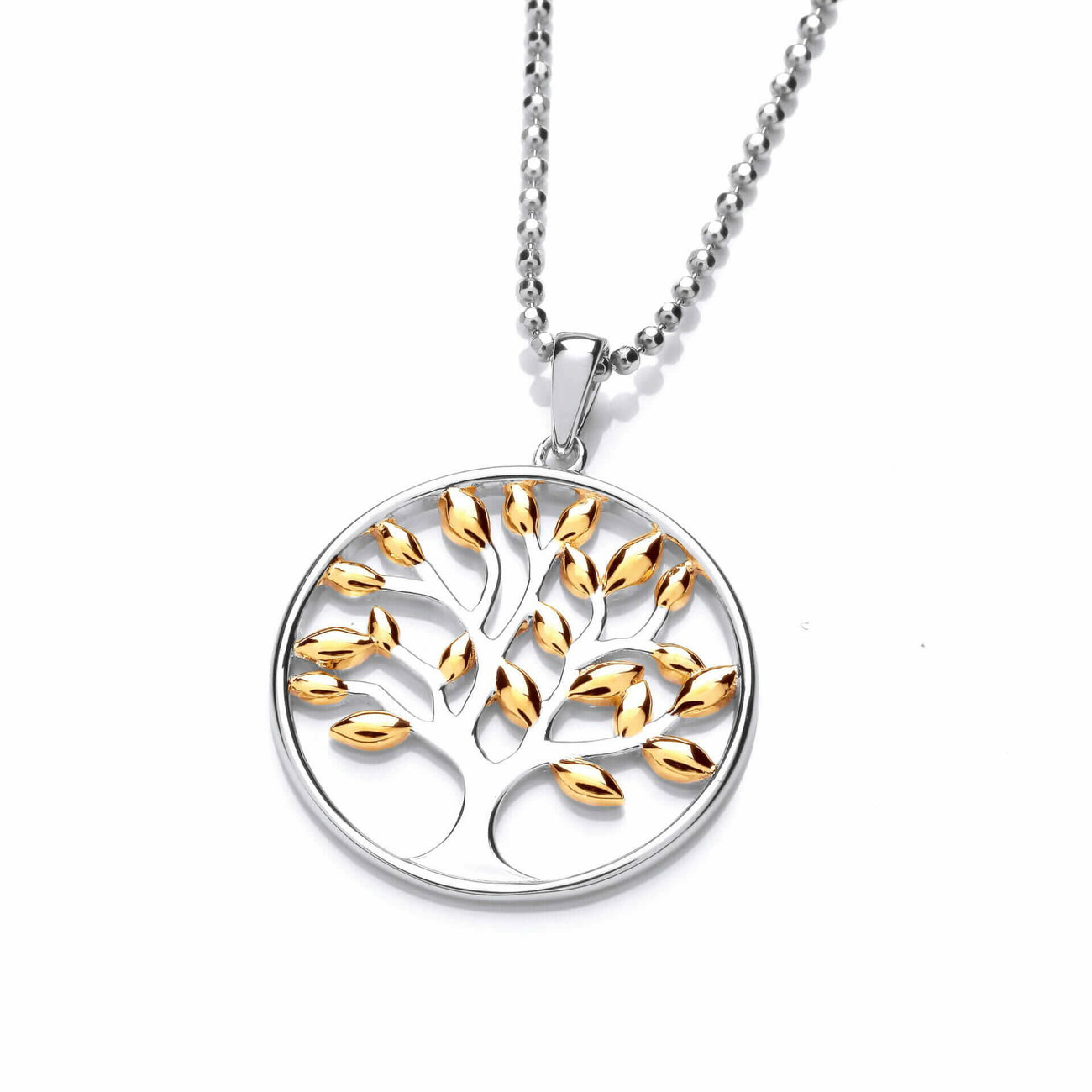 Sterling Silver Yellow Gold Plated Tree of Life Necklace