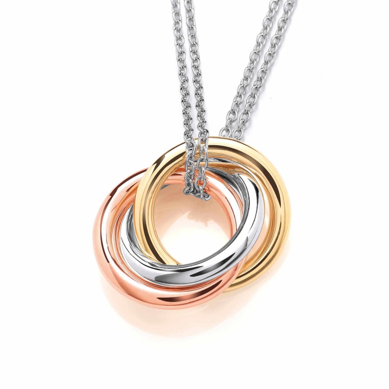 Sterling Silver Yellow and Rose Gold Plated Russian Wedding Ring Necklace