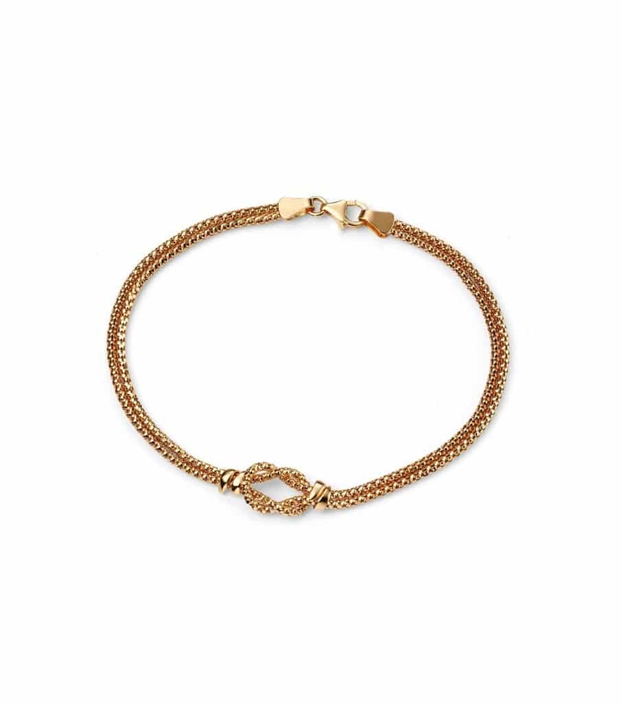 9ct Yellow Double Strand Knot 19cm Bracelet