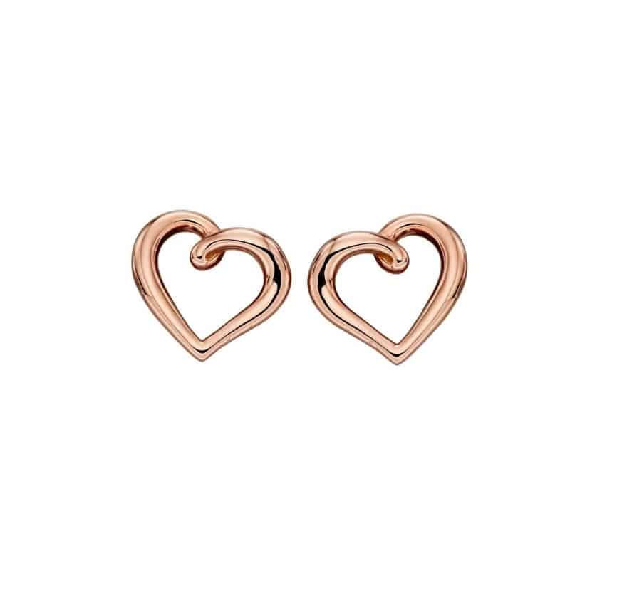 Rose Gold Organic Heart Earrings