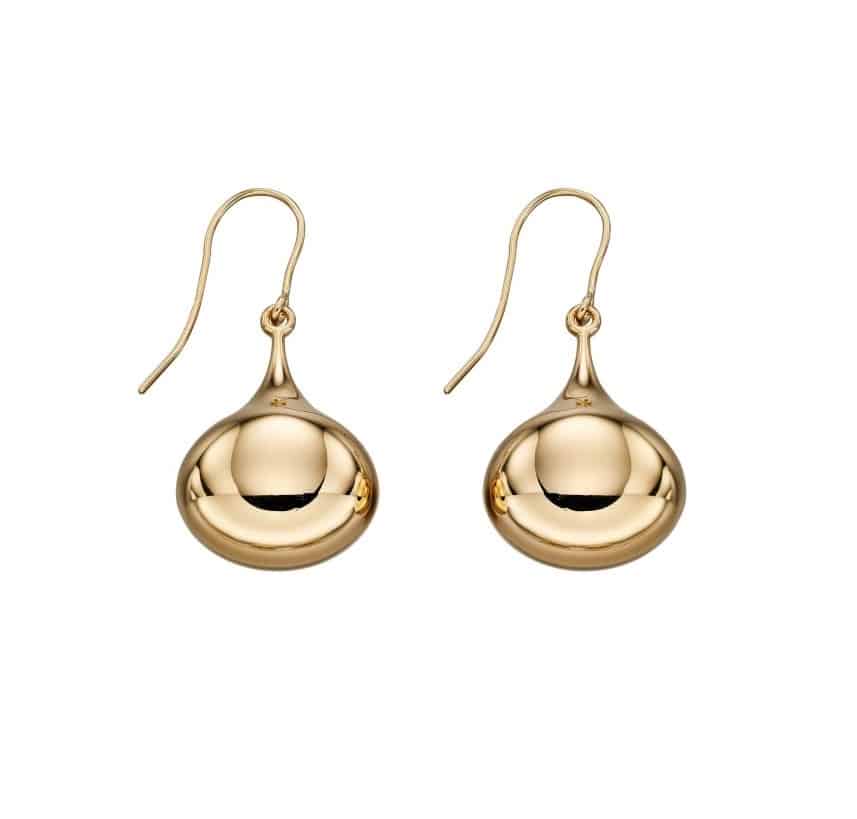 Round Teardrop Earrings Yellow Gold