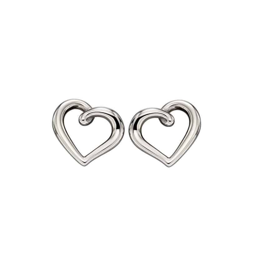 White Gold Organic Heart Earrings