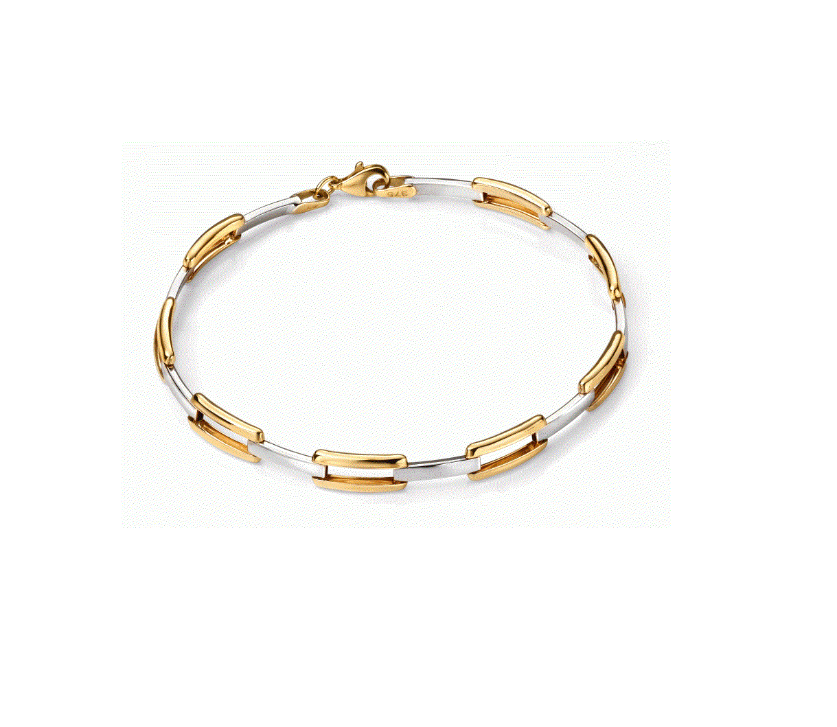 9ct Yellow and White Gold Open Rectangle Link Bracelet