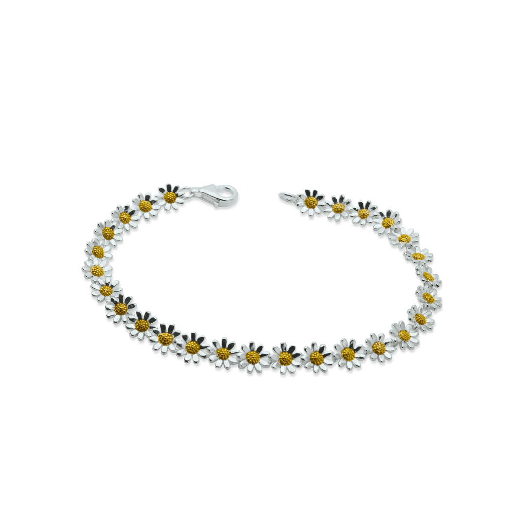 Sterling Silver Gold Vermeil Small Daisy Chain Bracelet