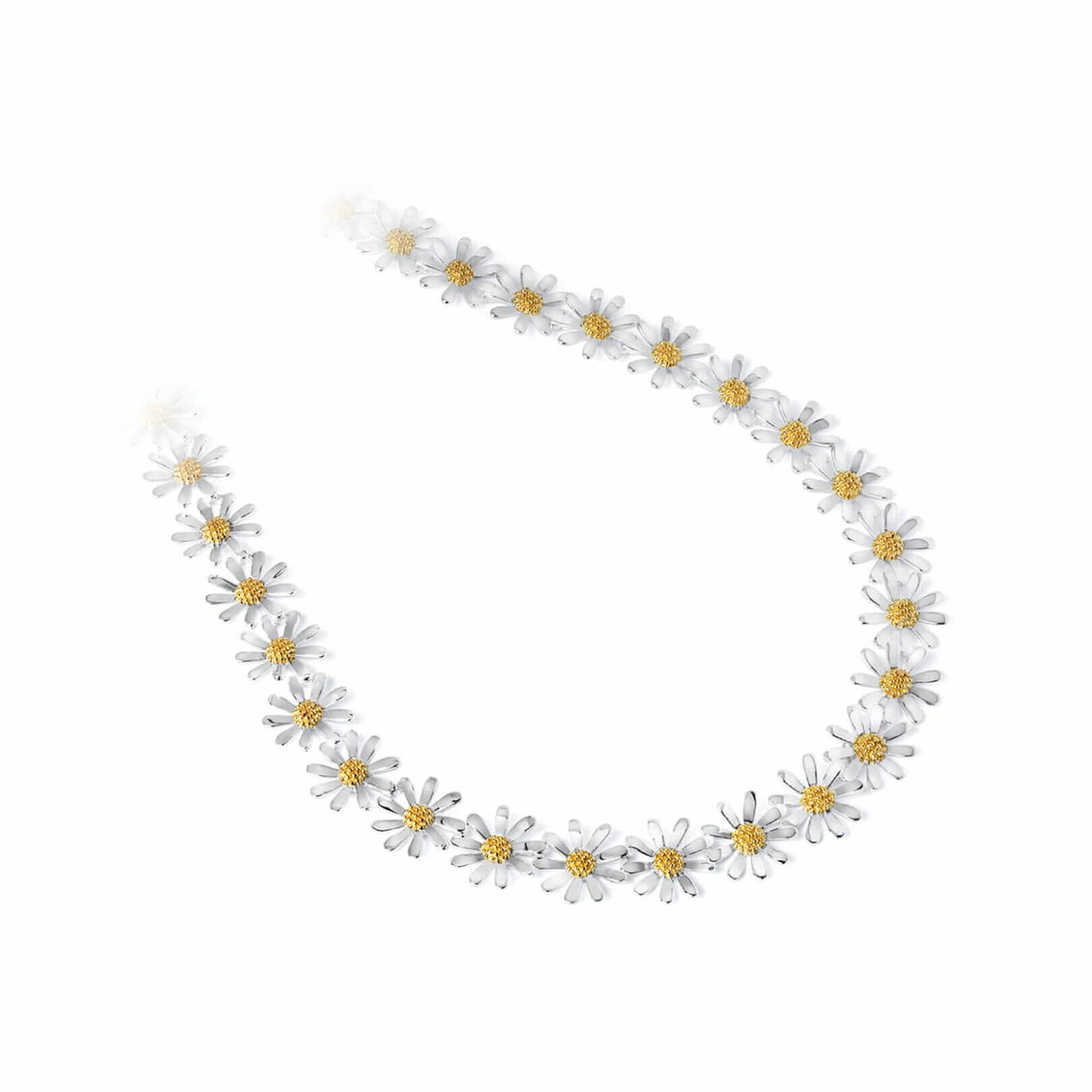 Sterling Silver Gold Vermeil Full Daisy Necklace