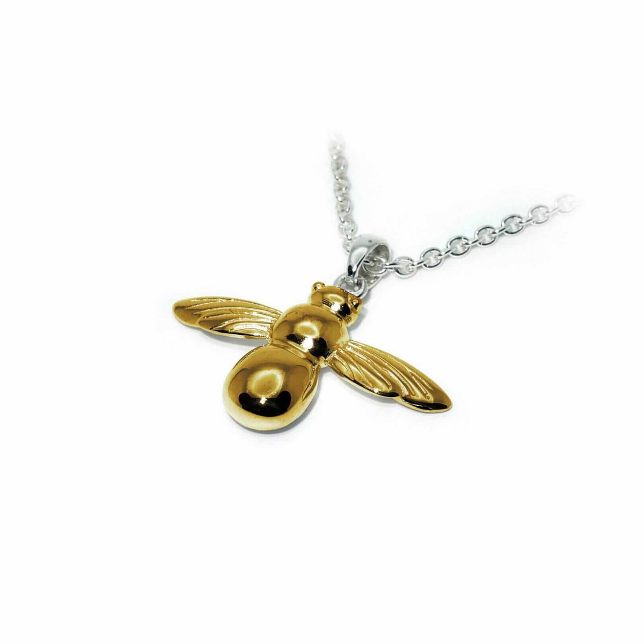 Sterling Silver Gold Vermeil  Bee Pendant & Chain