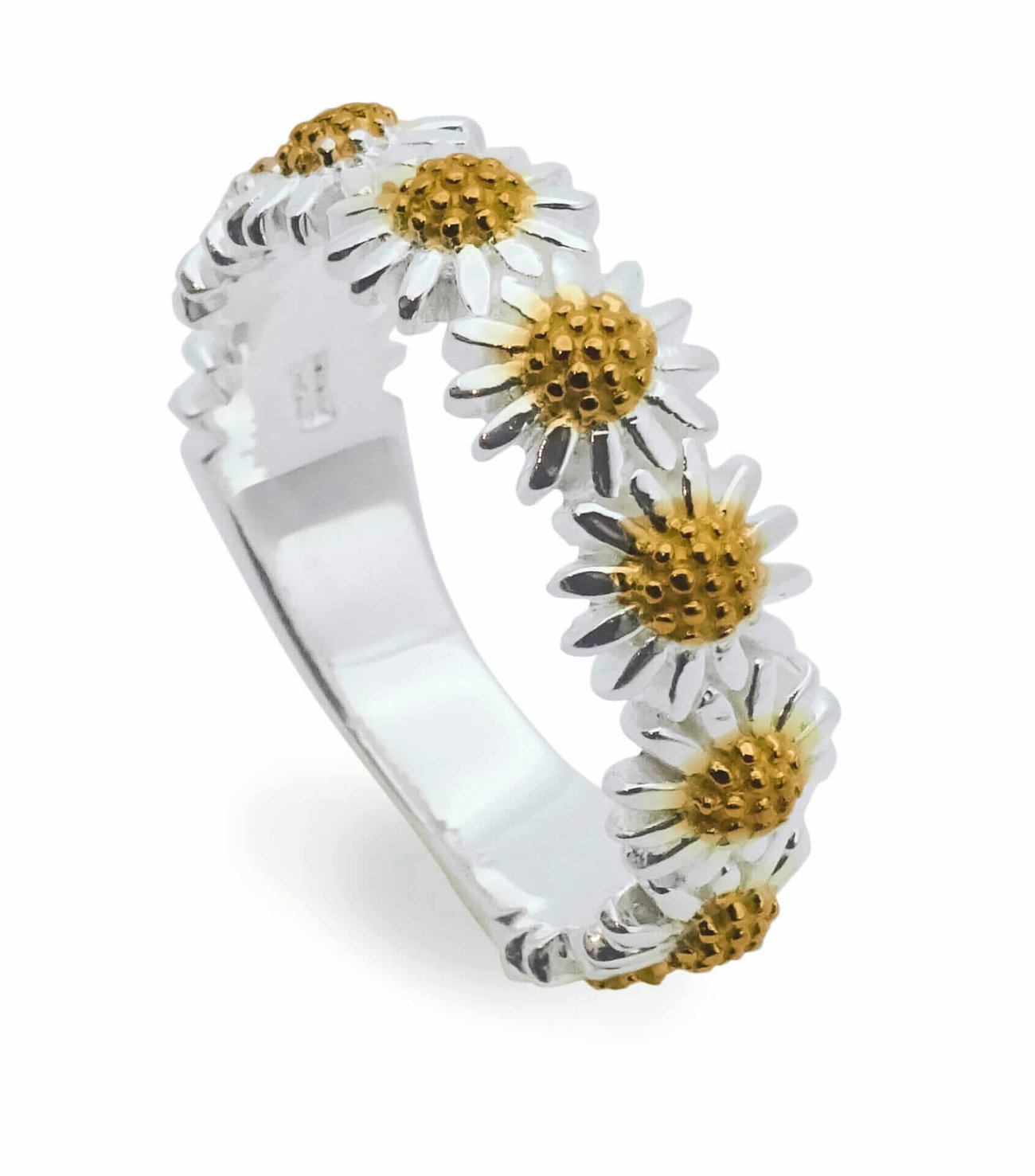 Sterling Silver Gold Vermeil Daisy Chain Ring