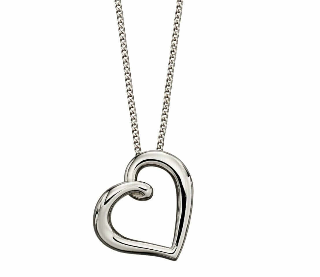 White Gold Organic Heart Pendant
