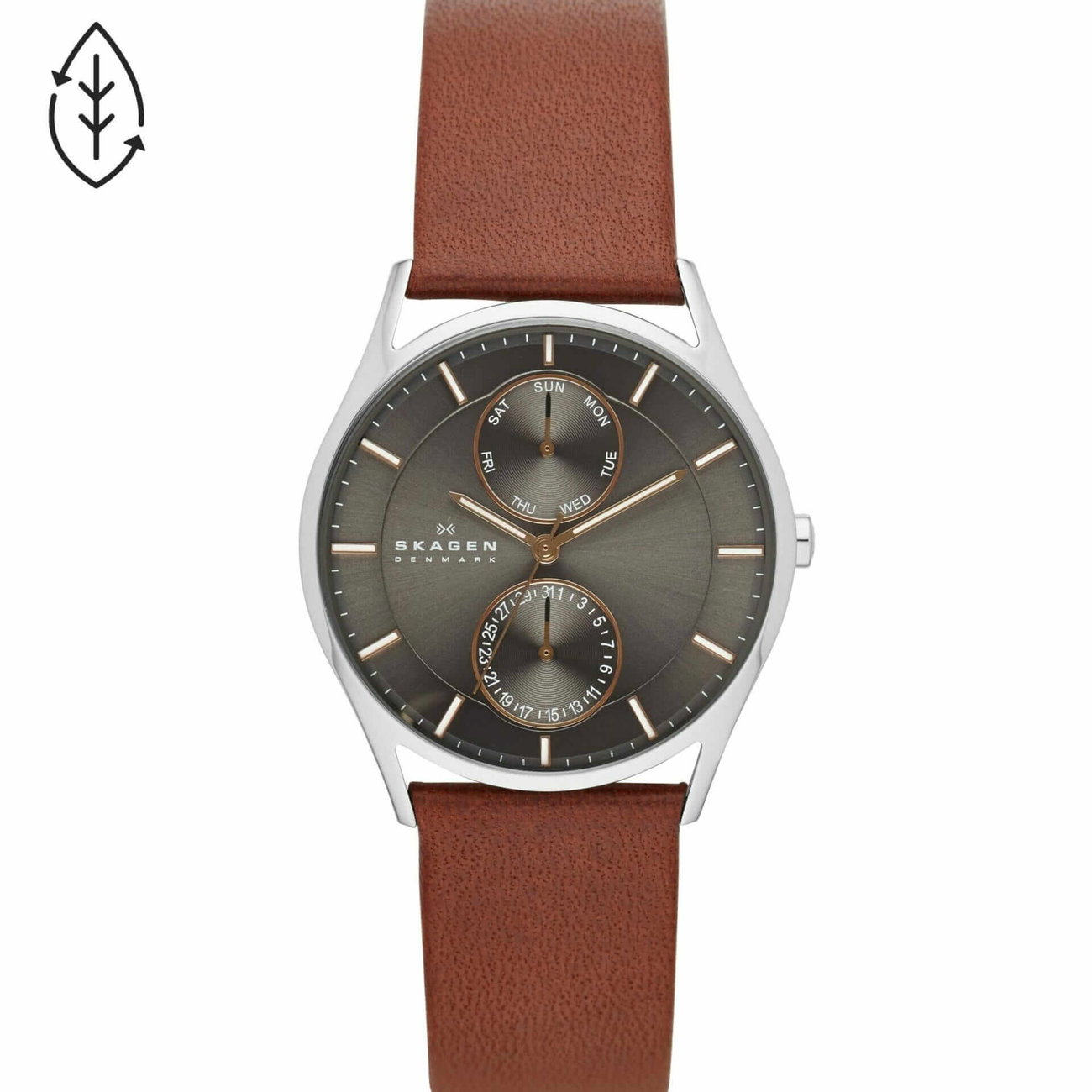 Holst Chronograph Medium Brown Leather Multifunction Watch