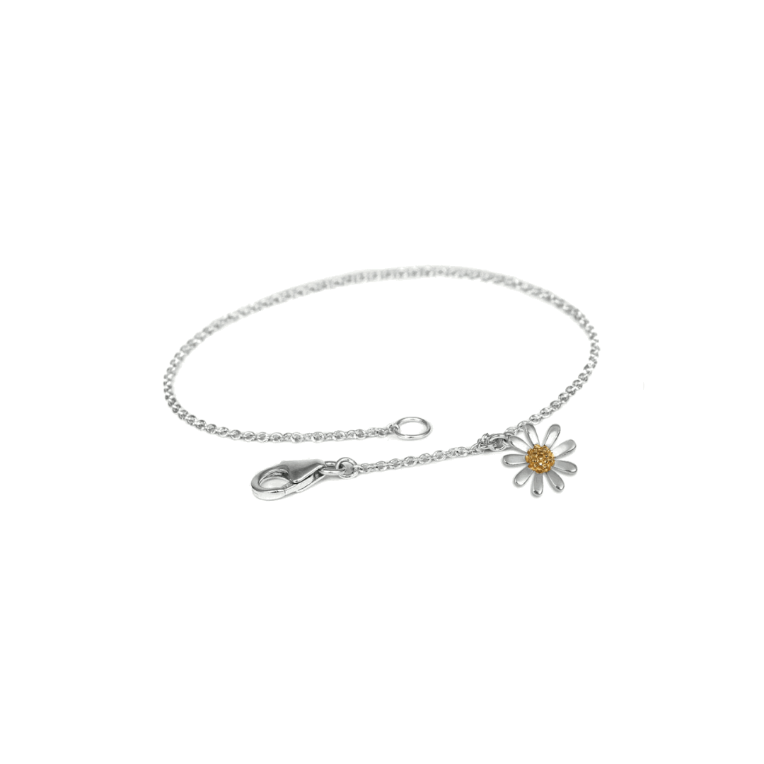 Sterling Silver Gold Vermeil Single Daisy Bracelet