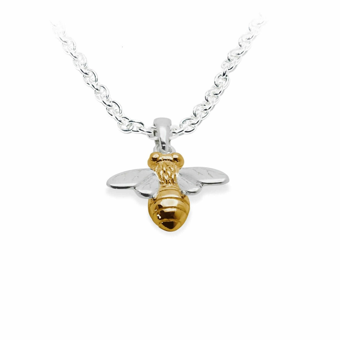 Sterling Silver Gold Vermeil Small Bee Pendant & Chain