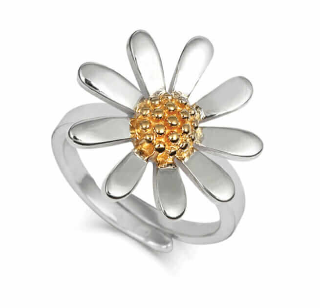Sterling Silver Gold Vermeil Large Daisy Ring