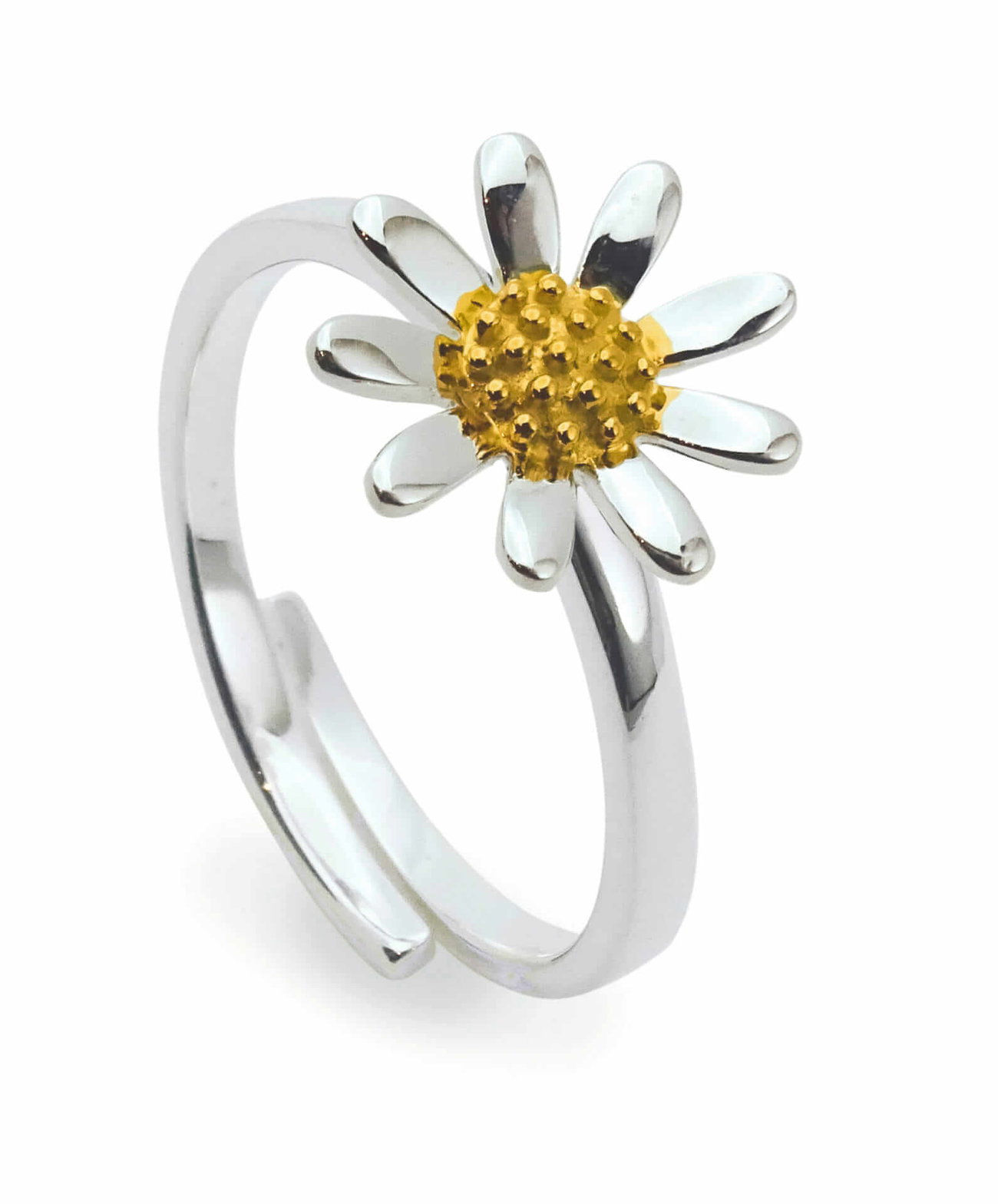 Sterling Silver Gold Vermeil Small Daisy Ring