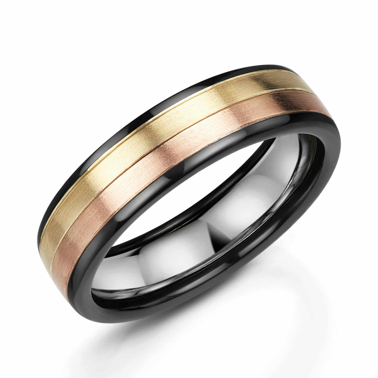 Yellow Gold, Rose Gold and Zirconium Ring