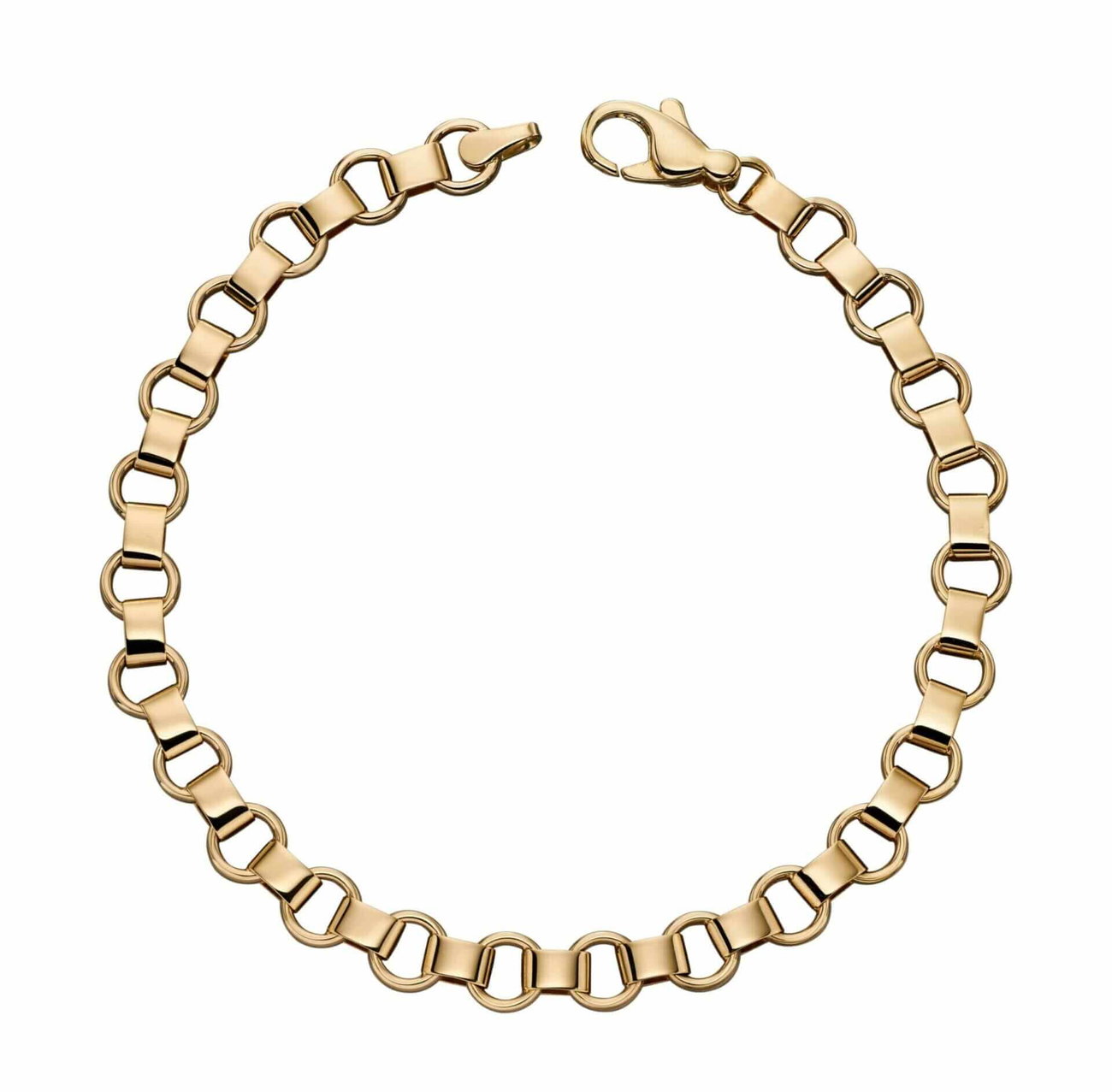 Yellow Gold Circle Bar Bracelet 19cm