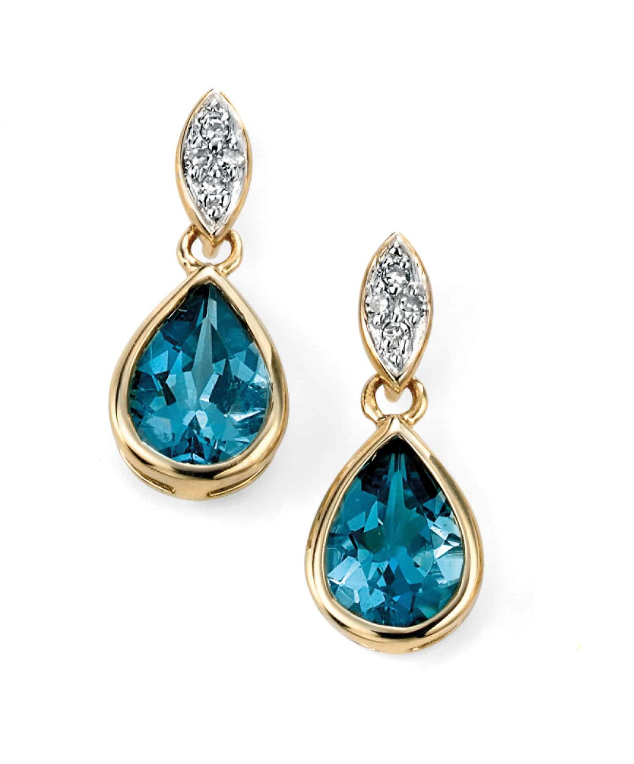 Yellow Diamond Blue Topaz Earrings
