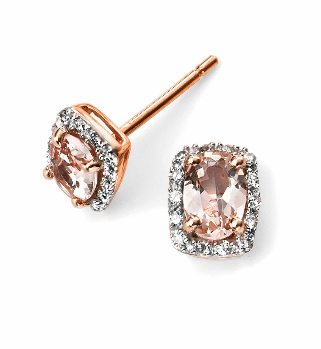 Rose Gold Diamond and Pink Morganite Earrings
