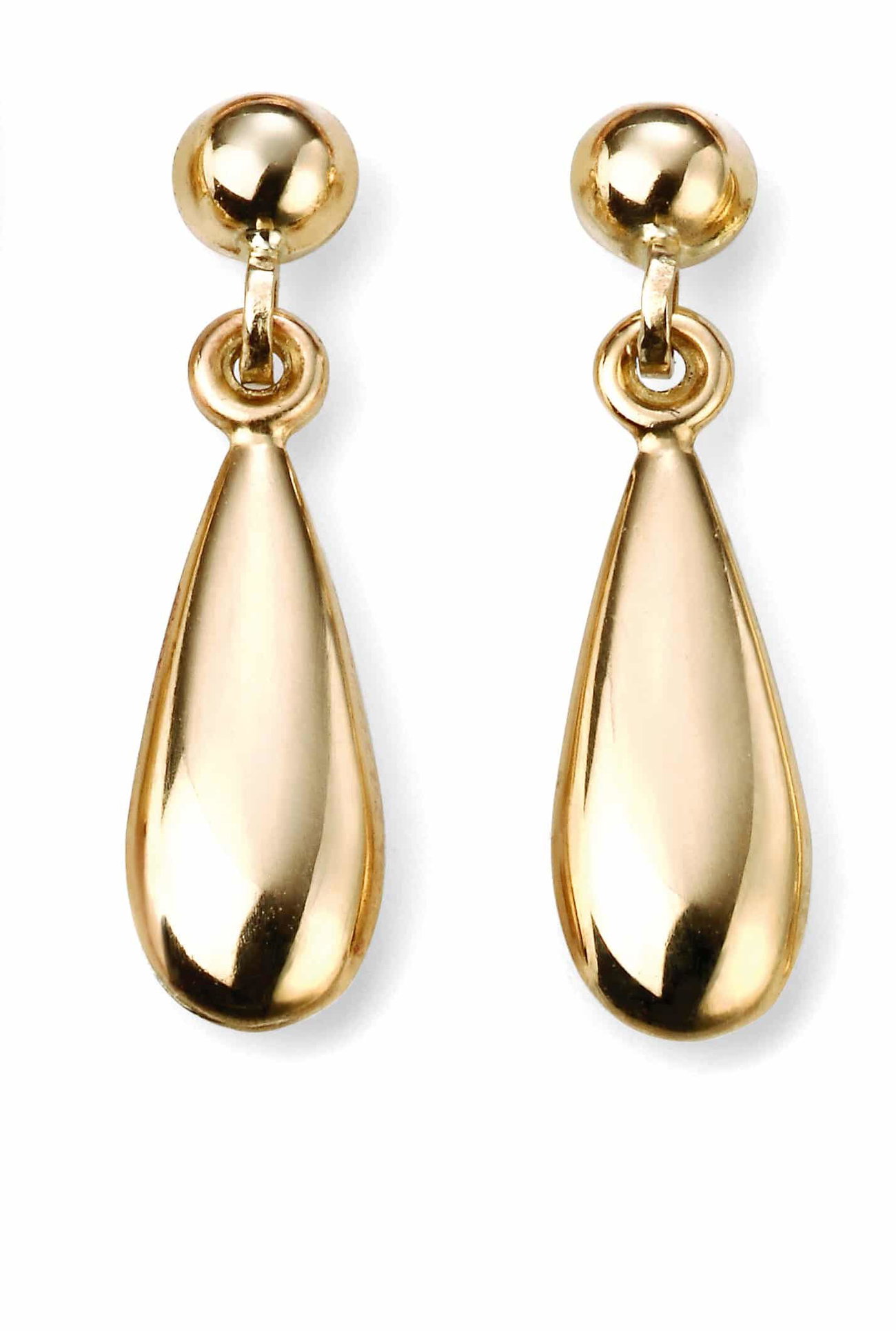 9ct Yellow Gold Teardrop Drop Earrings