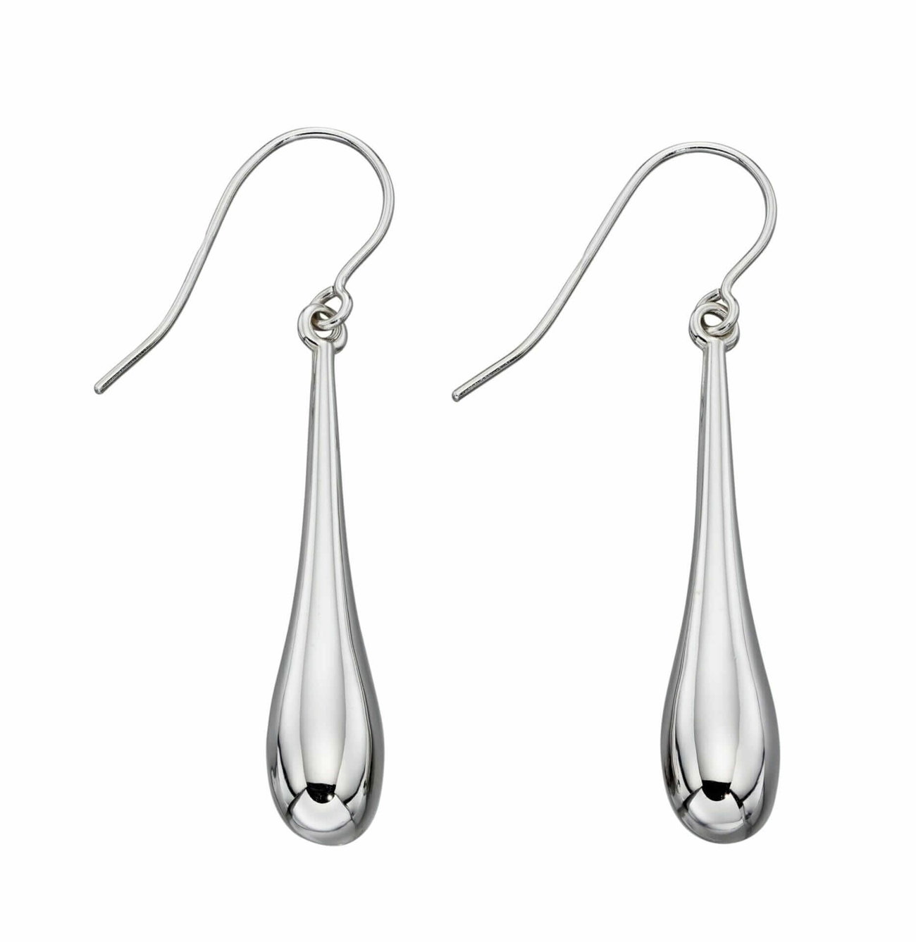 White Gold Elongated Drop Earrings