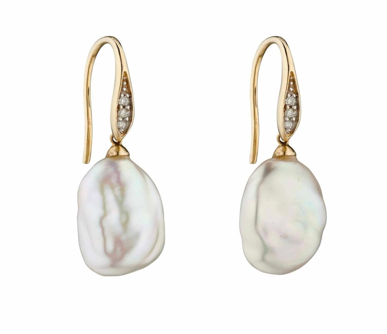 Baroque Pearl and Diamond Earrings