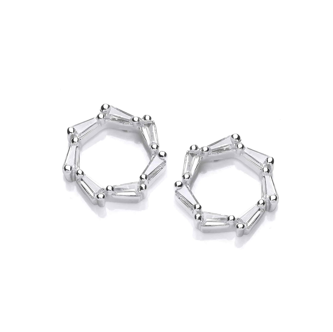 Sterling Silver and CZ Catherine Wheel Earrings