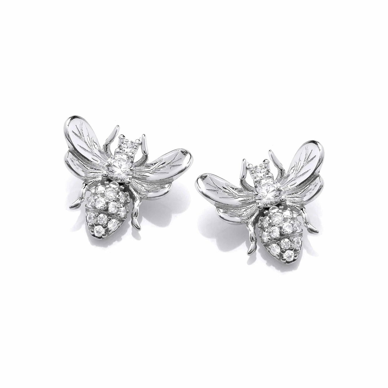 Sterling Silver and CZ Honey Bee Earrings