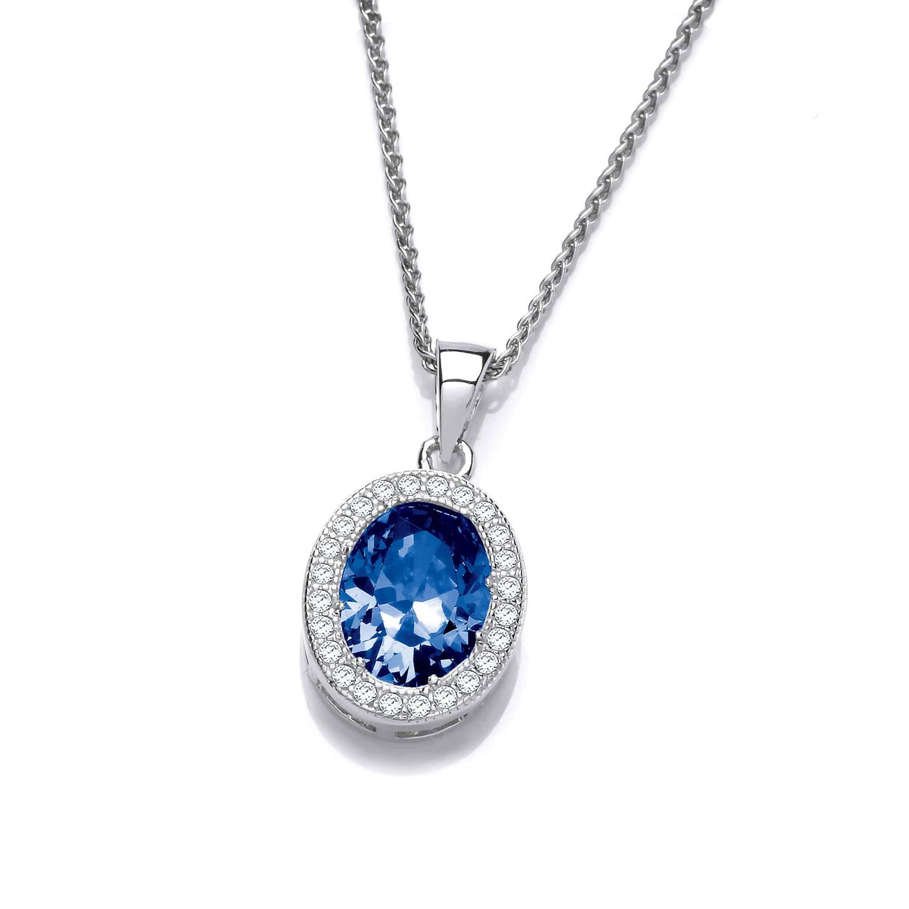Sterling Silver and Sapphire CZ Timeless Elegance Pendant with Chain
