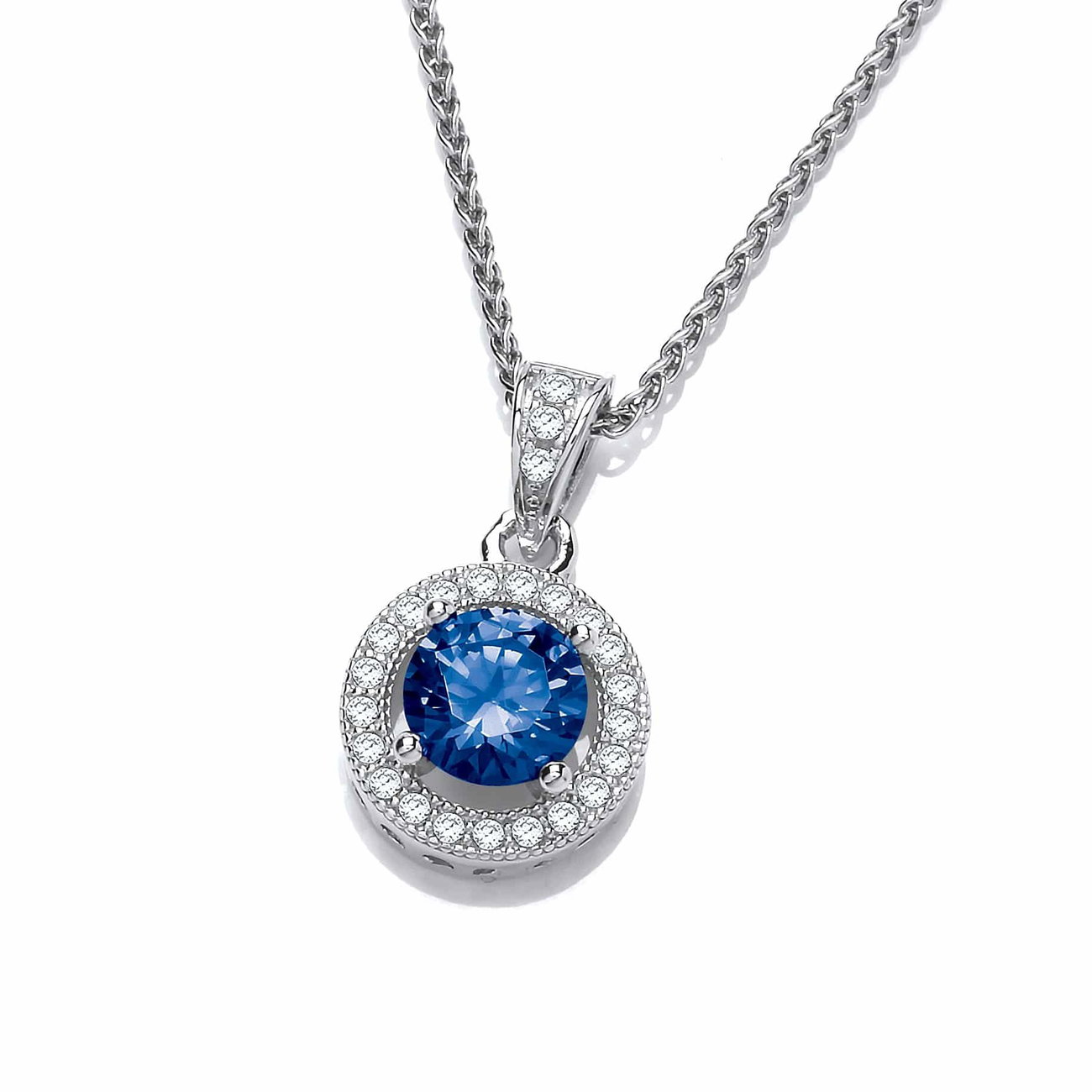 Sterling Silver Tanzanite CZ Porthole Pendant