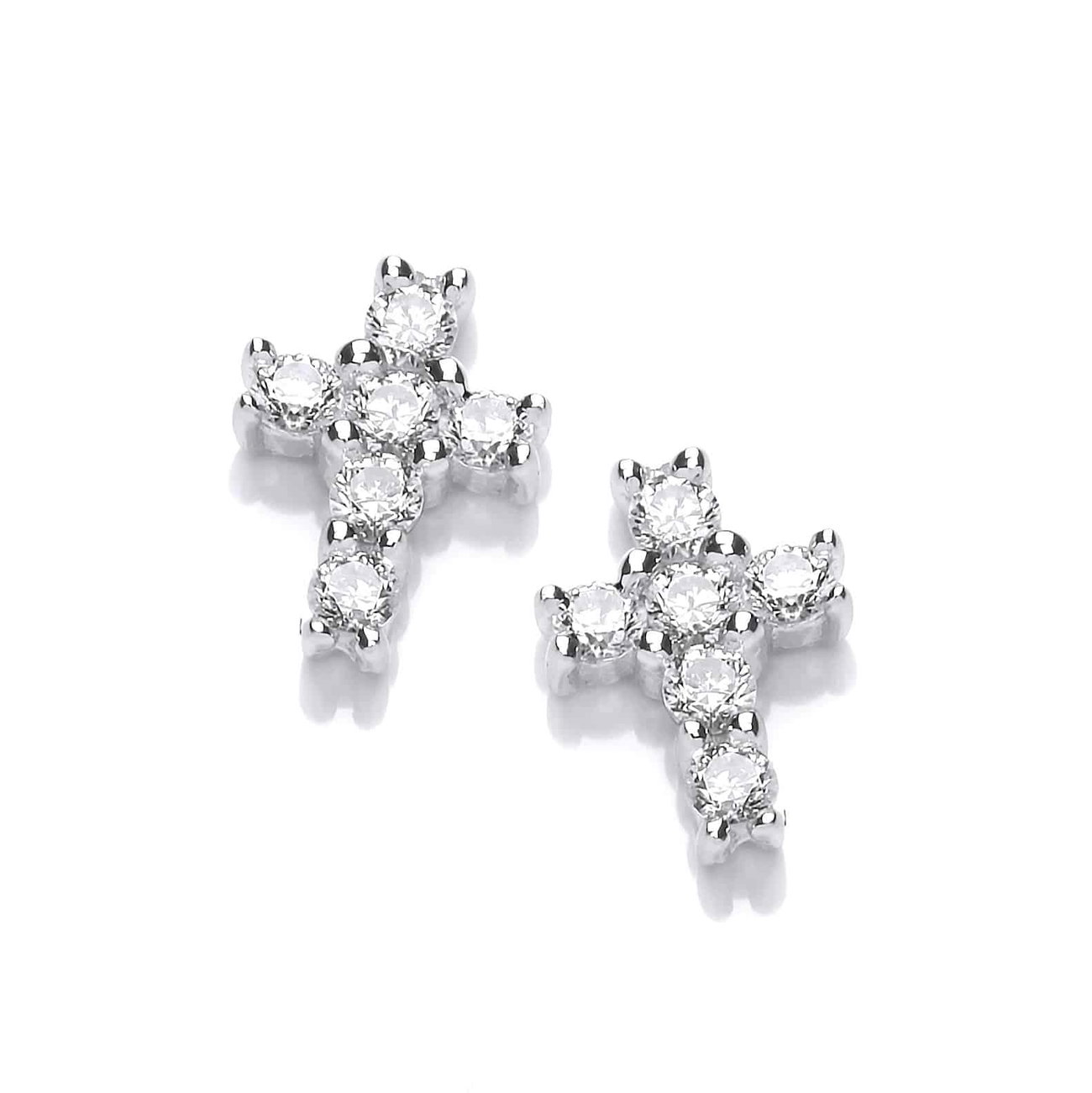 Sterling Silver and CZ Mini Cross Earrings