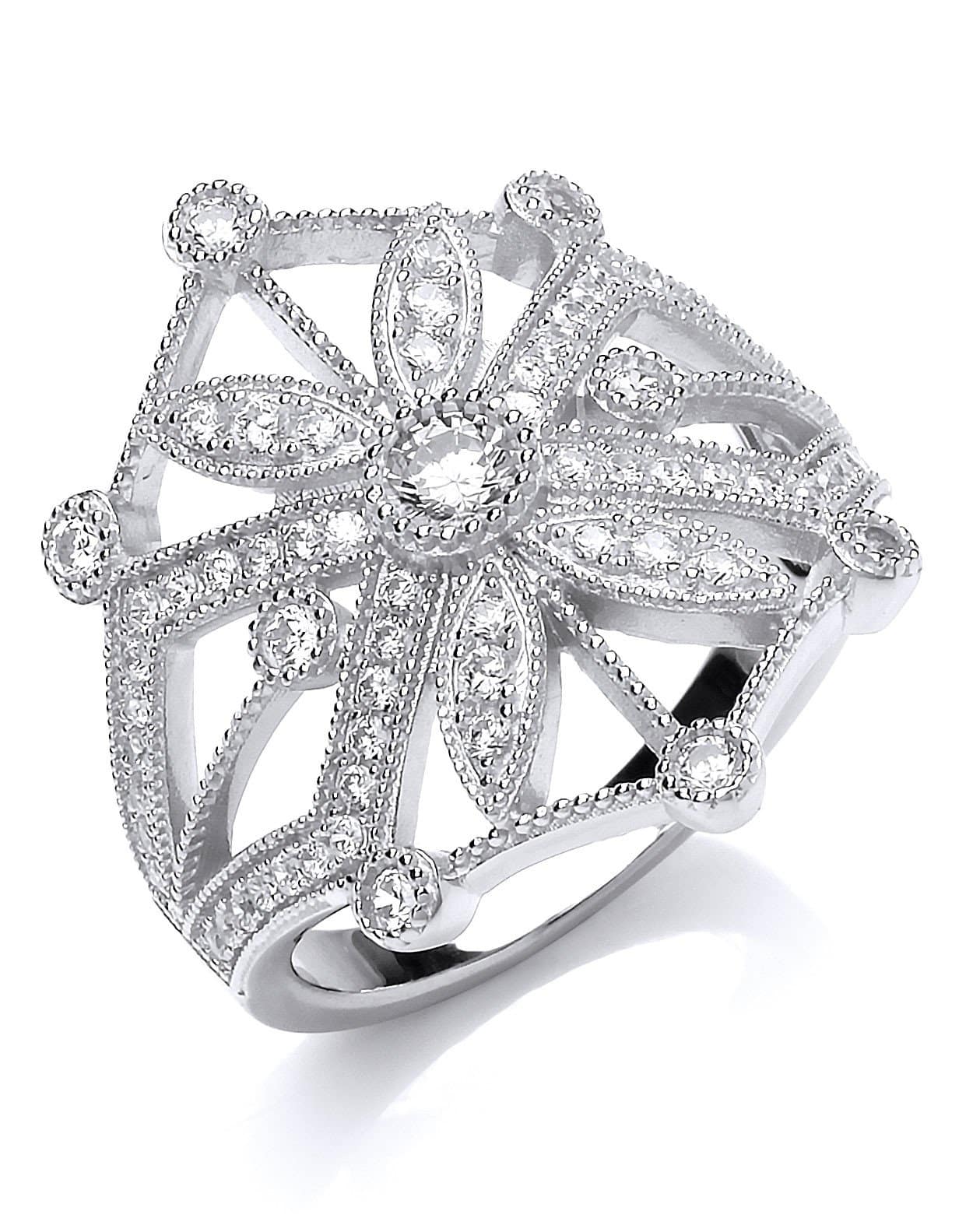 Sterling Silver and CZ Victorian Sun Ring