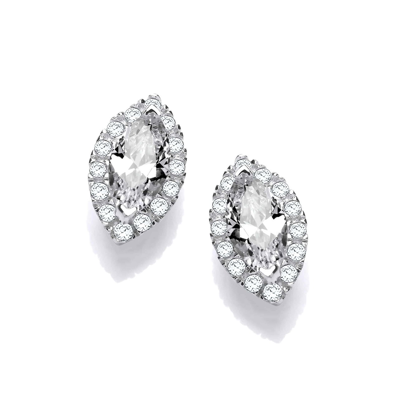 Sterling Silver Marquise CZ Solitaire Earrings