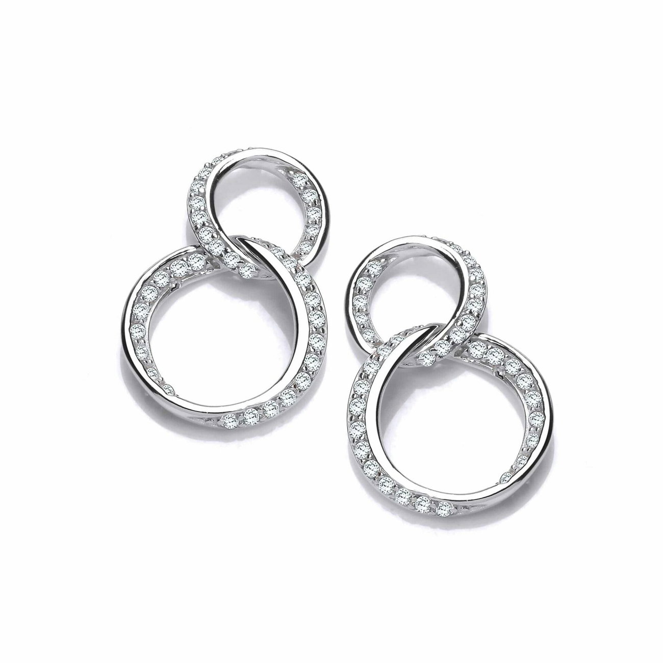 Sterling Silver and CZ Wonky Hoop Earrings