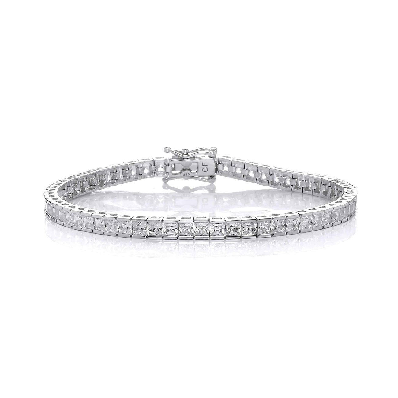 Sterling Silver Small Square CZ Tennis Bracelet