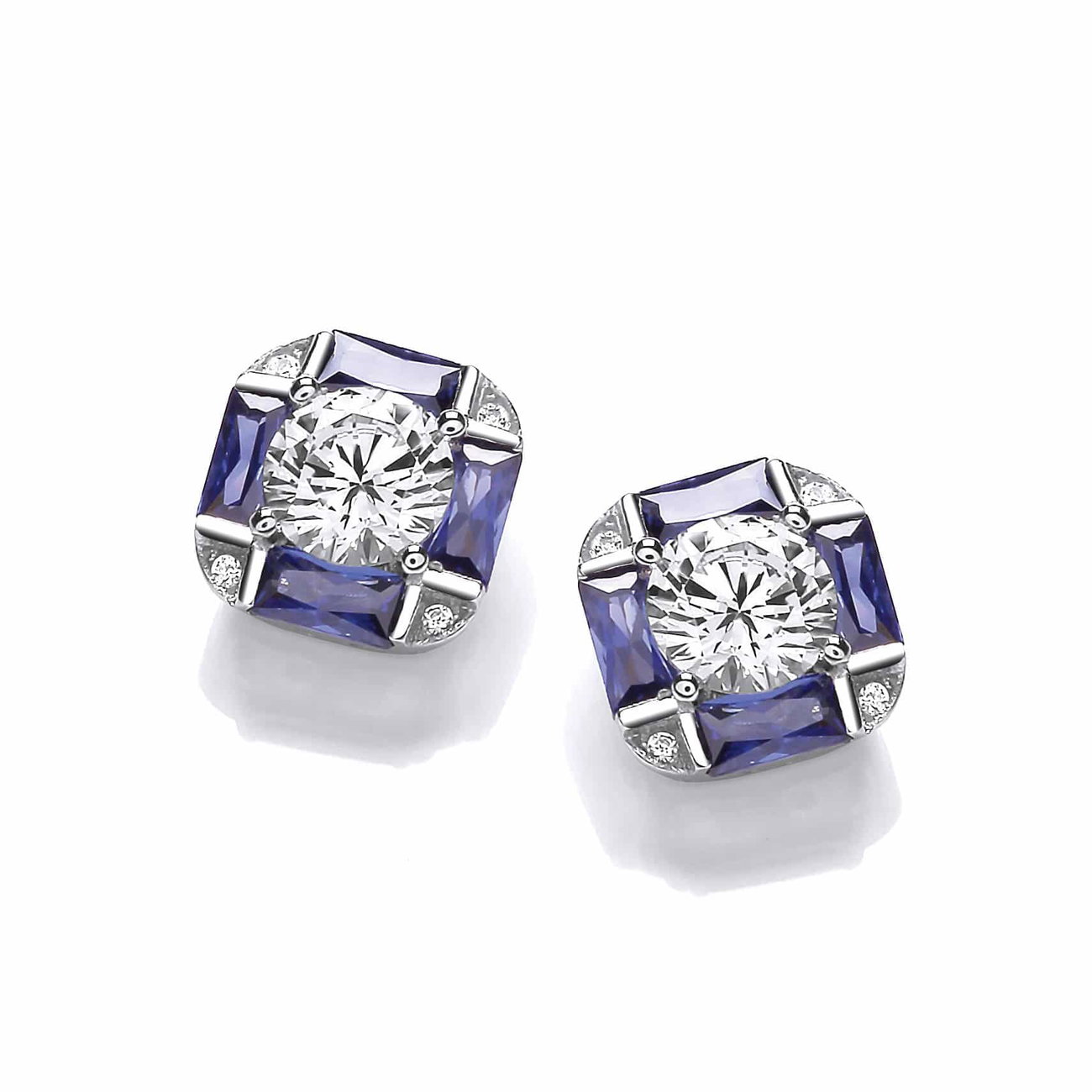 Sterling Silver Deco Delight Tanzanite CZ Earrings
