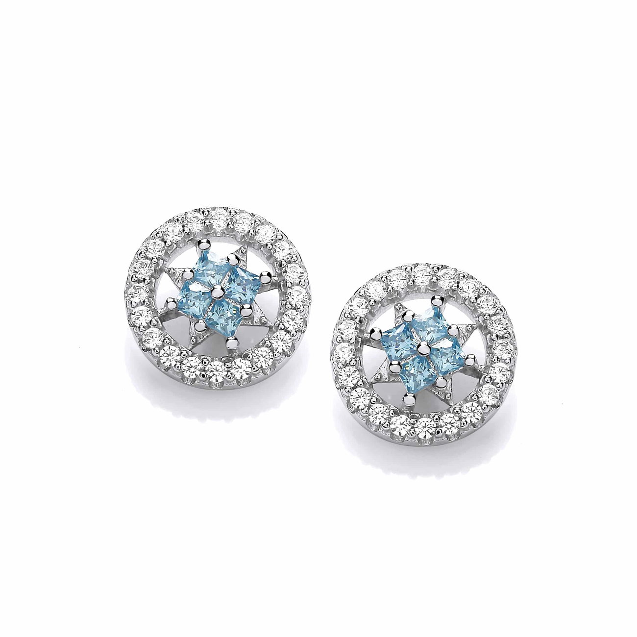 Sterling Silver 'Sky at Night' Blue Topaz CZ Earrings
