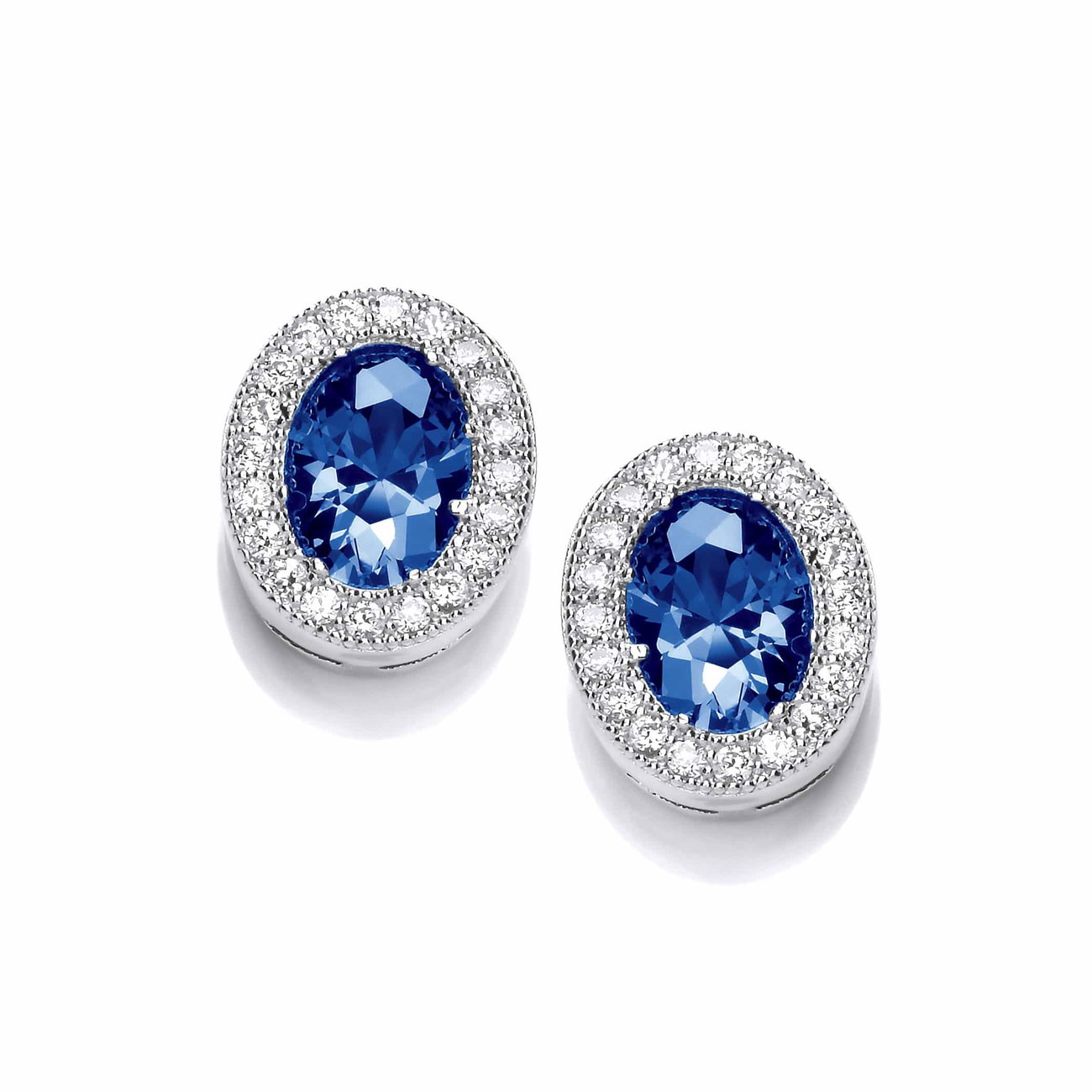 Sterling Silver Blue Timeless Elegance Cluster Earrings