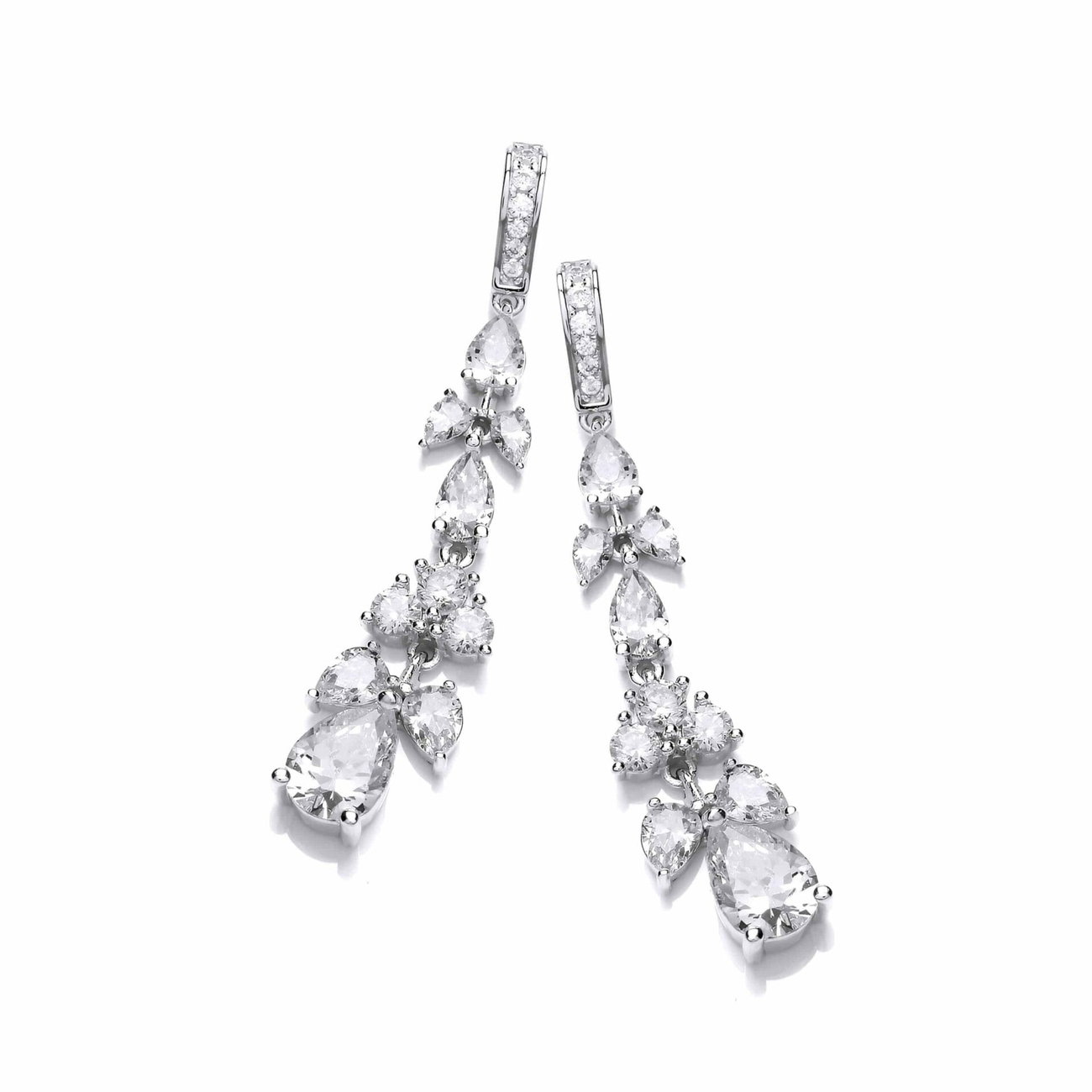 Sterling Silver CZ Victorian Style Floral Earrings