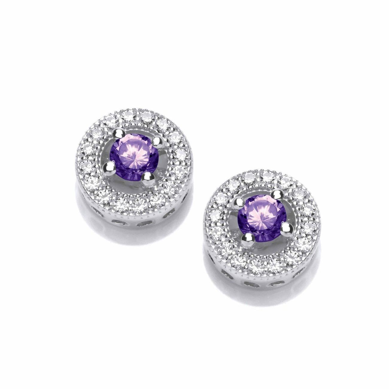 Sterling Silver Twinkle Toes Amethyst Solitaire Earrings