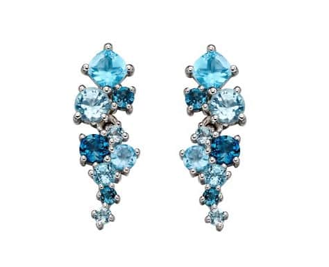 White Gold Blue Topaz Irregular Earrings