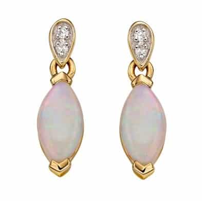 Yellow Gold and Opal Marquise Earrings