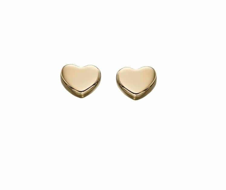 Yellow Gold Heart Stud Earrings
