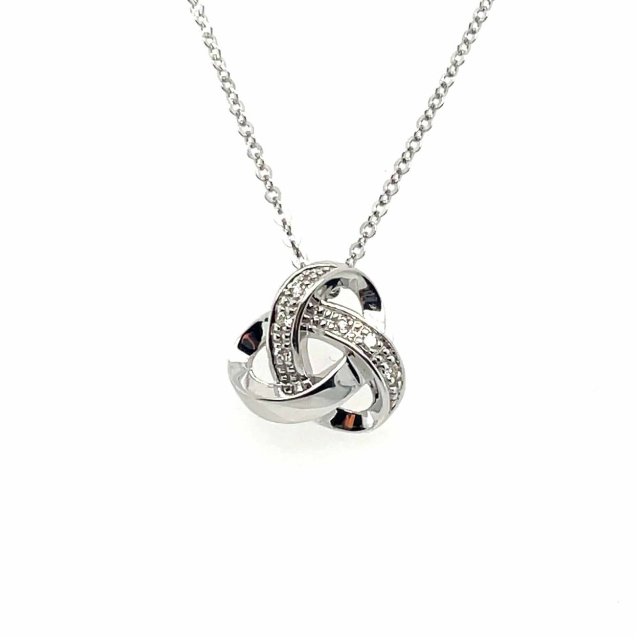 White Gold 0.03ct Diamond Knot Pendant Necklace
